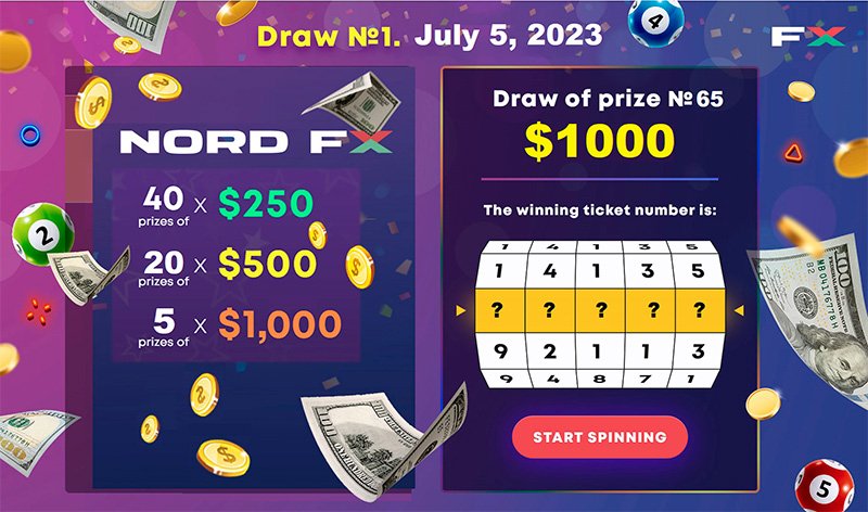 NordFX Super Lotería: Primeros 65 premios valorados en $25,000 sorteados1